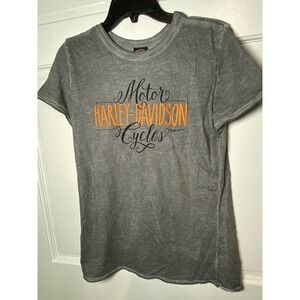 Harley-Davidson Womens Gray Mineral Wash Graphic T-Shirt Suburban Motors Medium